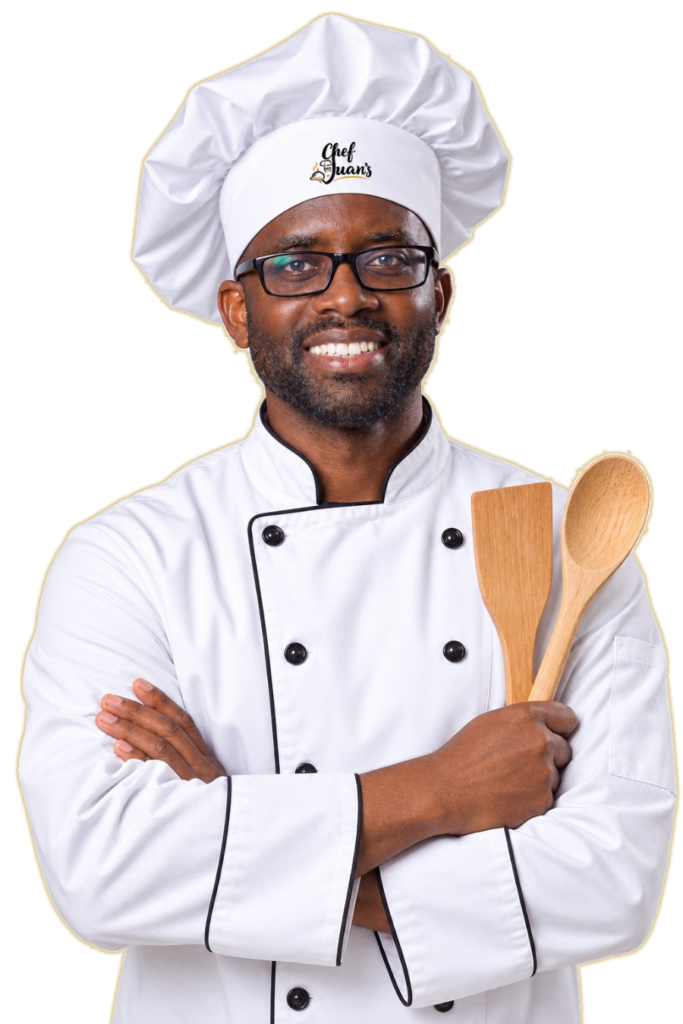 Chef Juan T. McAllister, founder of Chef Juan's®, in a professional kitchen